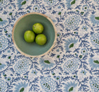 Handgemaakt blockprint tafellaken met bloemenprint - Sunny day white 150 x 240 cm image 0