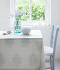 Handgemaakte tafellaken met levensboom print – Handblockprinted Tree of life tablecloth 160 x 340 image 0