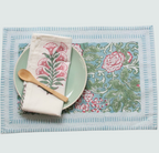 Handgemaakte blockprint placemats bloemenprint - Chintz  - set of 2 image 0