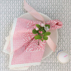 Roze handgemaakte servetten - handblockprinted pink Floral coral napkins - set of 4 image 0