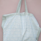 Handgemaakte blockprint strandtas - Shopping - Beach bag Seashell blue image 0