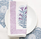 Handgemaakte lila servetten - handblockprinted Sage lila napkins - set of 4 image 0