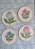 4 Handgemaakte bordjes met Rozablue print image 0