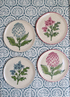 4 Handgemaakte bordjes met Rozablue print image 0