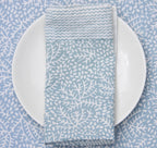 Grijsblauwe handgemaakte servetten - Handblockprinted Floral mineral napkins - set of 4 image 0