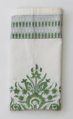 Handgemaakte groene servetten - handblockprinted Varmala green napkins - set of 4 image 4