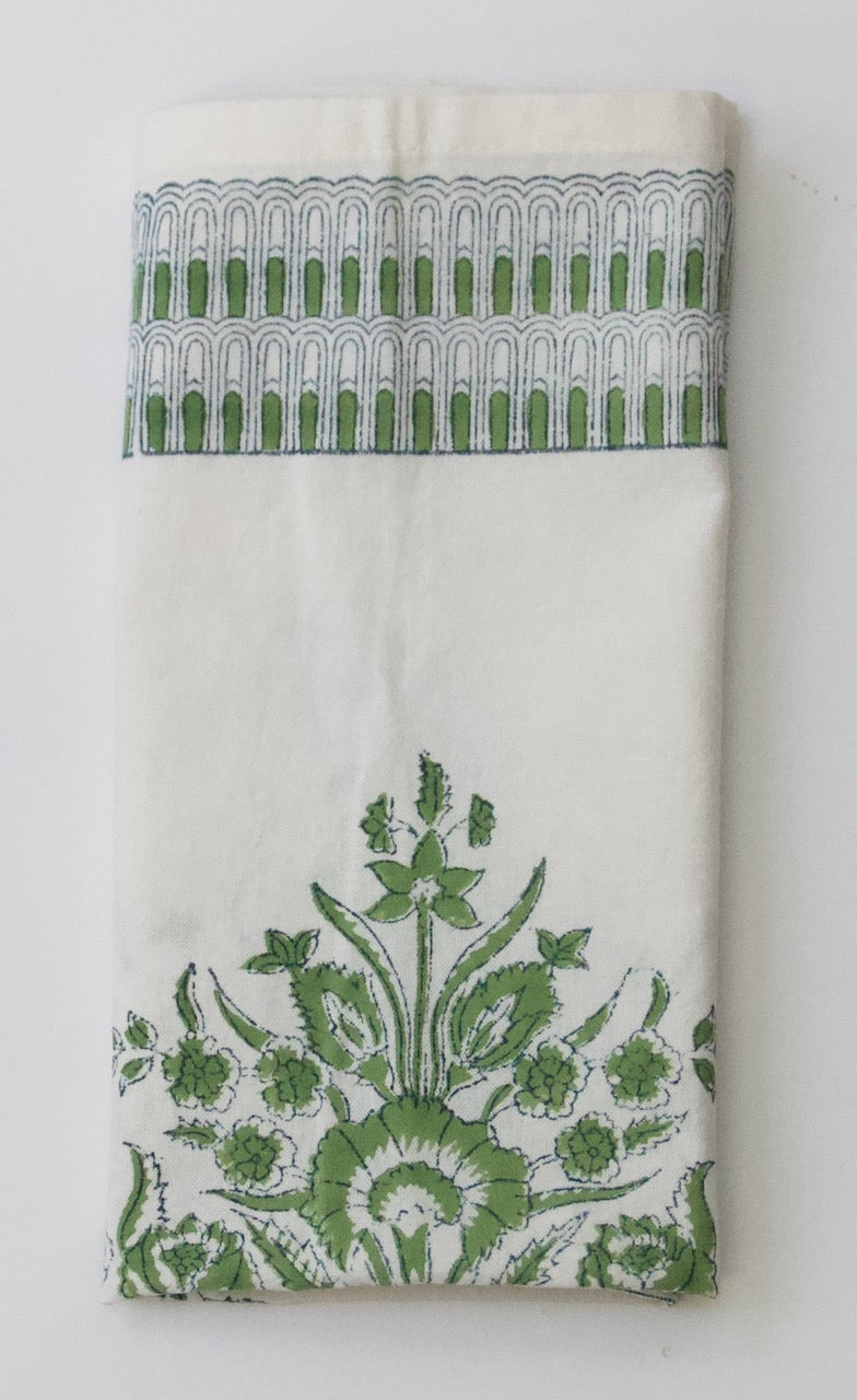 Handgemaakte groene servetten - handblockprinted Varmala green napkins - set of 4 image 4