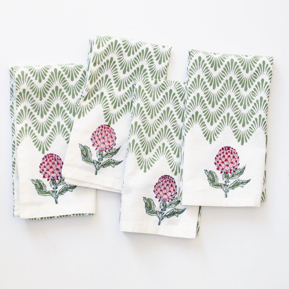 4 servetten waves green 