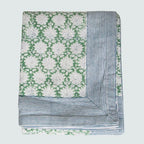 Handgemaakt groen tafellaken -  Handblockprinted Tablecover Breezy green  160 x 270 image 2