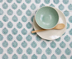 Handgemaakt blockprint tafellaken met kleine print - Little lotus green 150 x 240 cm image 0