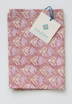 Roze handgemaakte blockprint theedoek - Dusty rose pink image 0