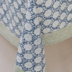 Handgemaakt tafelkleed met blauwe print – Breezy blue handblockprinted tablecloth XL 340cm image 3
