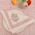 NEW- Handgemaakte blockprint roze servetten - Edelweiss roza napkins - set of 4 image 1