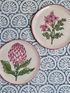 2  handgemaakte bordjes met roze Rozablue print image 0