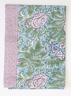 Handgemaakte blockprint tafelloper met bloemenprint -  Chintz aubergine image 0