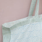 Handgemaakte blockprint strandtas - Shopping - Beach bag Seashell blue image 1