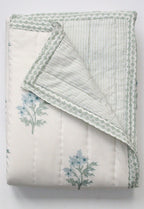 Handgemaakte blockprint bedsprei van zacht katoen - Handblockprinted quilt Edelweiss 220 x 240 cm image 4