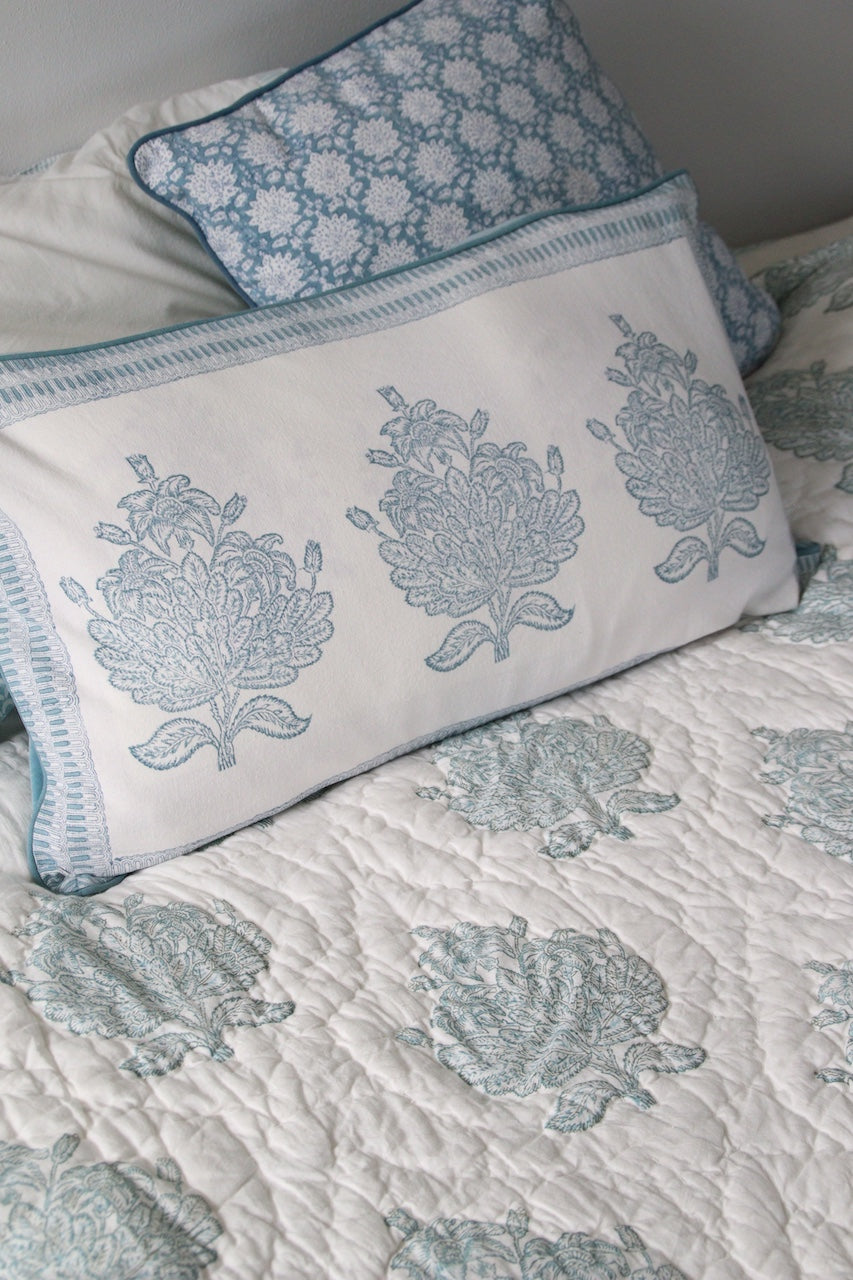 Handgemaakte bedsprei van zacht katoen met Tree of life – Handblockprinted quilt 150 x 240 cm image 7