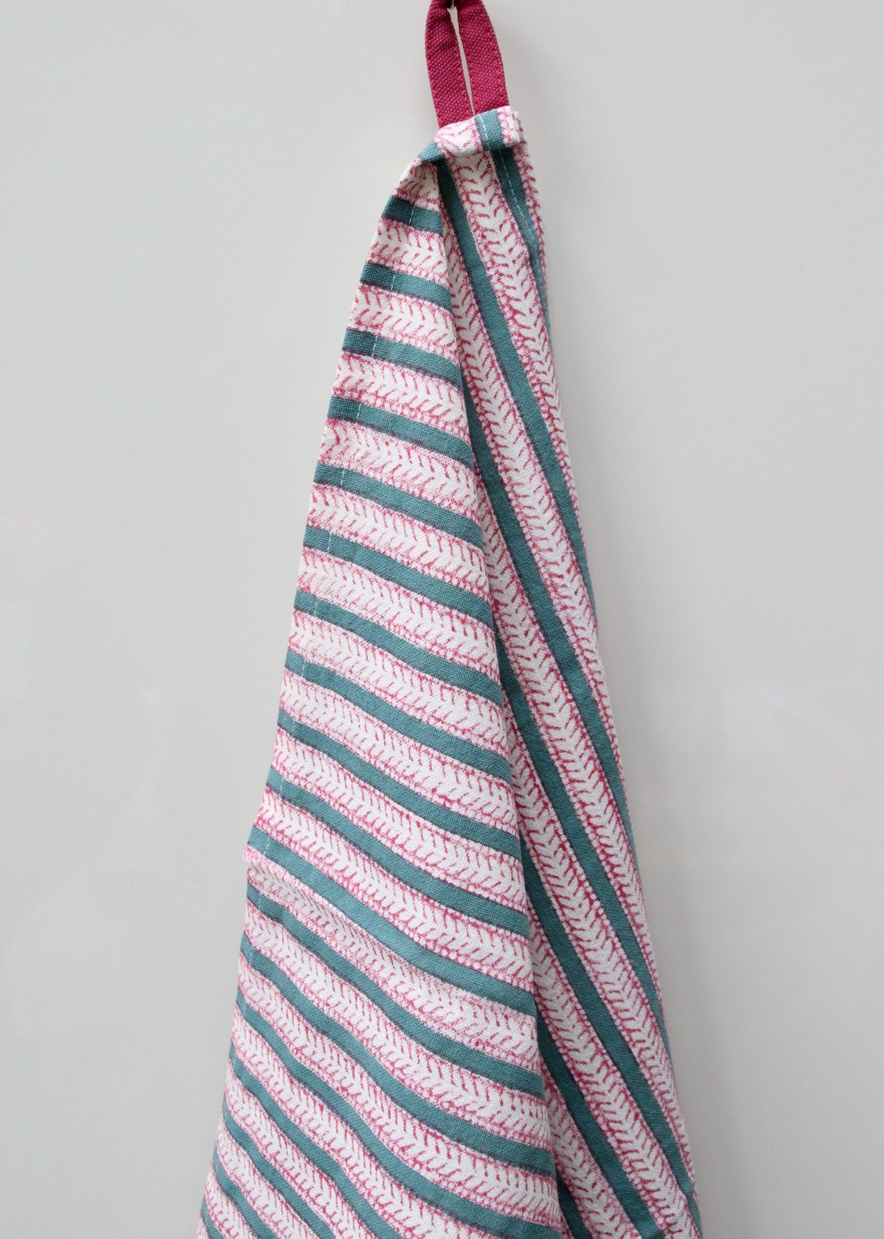 Tea towel | Funkystripes Strawberry Green