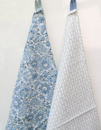 Theedoek | Set van 2 | Little crown Green & Wildflower Blue