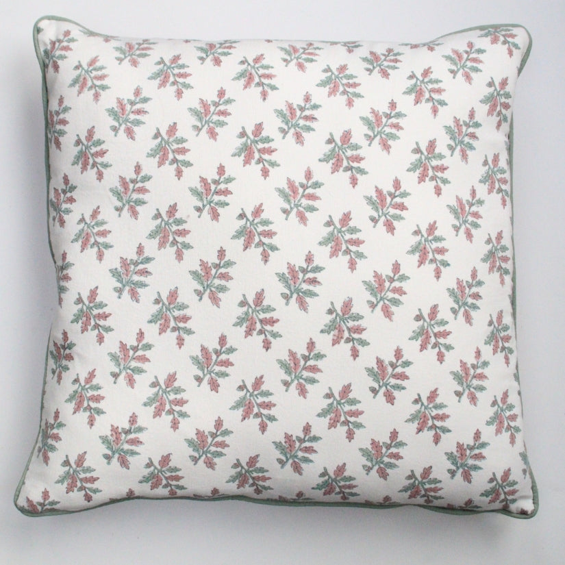 Handgemaakt blockprint kussen met roze bloemenprint- Oak roza - 50 x 50 image 0