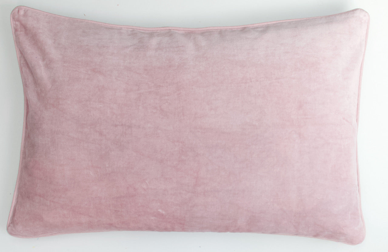 Roze handgemaakt blockprint kussen met fluweel  - Varmala roza 40 x 70 image 3