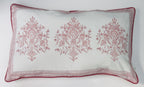 Roze handgemaakt blockprint kussen met fluweel  - Varmala roza 40 x 70 image 0