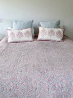 Roze handgemaakt blockprint kussen met fluweel  - Varmala roza 40 x 70 image 7