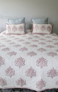 Roze handgemaakt blockprint kussen met fluweel  - Varmala roza 40 x 70 image 4
