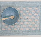 Handgemaakte blauwe blockprint placemats –  Dusty rose blue - set of 2 image 0