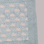 Handgemaakte blauwe blockprint placemats –  Dusty rose blue - set of 2 image 2