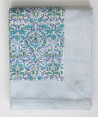 Handgemaakt blockprint blauw tafellaken XL - Birdz blue 160 x 340 cm image 1