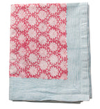 Handgemaakt tafelkleed met kersroze print – Breezy cherry handblockprinted tablecloth image 3