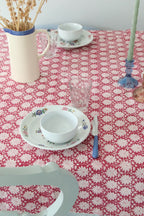 Handgemaakt tafelkleed met kersroze print – Breezy cherry handblockprinted tablecloth image 7