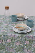 Handgemaakt vierkant blockprint tafellaken – Chintz aubergine image 2