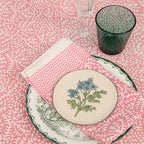 Handgemaakt blockprint tafellaken met roze print – floral coral 240 cm image 5