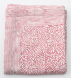 Handgemaakt blockprint tafellaken met roze print – floral coral 240 cm image 1