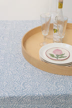 Handgemaakte blockprint tafellaken met bloemenprint – Floral mineral 150 x 240 image 8