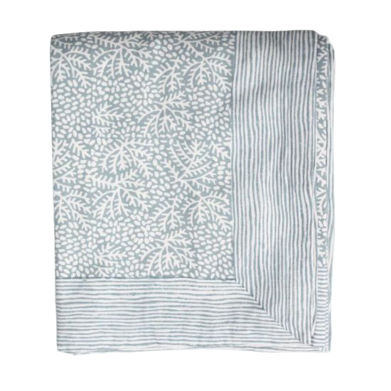Handgemaakte blockprint tafellaken met bloemenprint – Floral mineral 150 x 240 image 5
