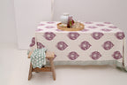 Handgemaakt blockprint tafelkleed met aubergine print -  Peony 160 x 270 cm image 3