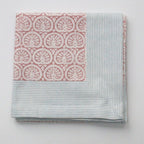 Handgemaakt blockprint tafellaken met zacht roze print - Seashell roza 150 x 240 cm image 1