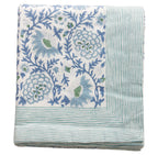 Handgemaakt blockprint tafellaken met bloemenprint - Sunny day white 150 x 240 cm image 1