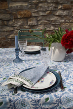 Handgemaakt blockprint tafellaken met bloemenprint - Sunny day white 150 x 240 cm image 4