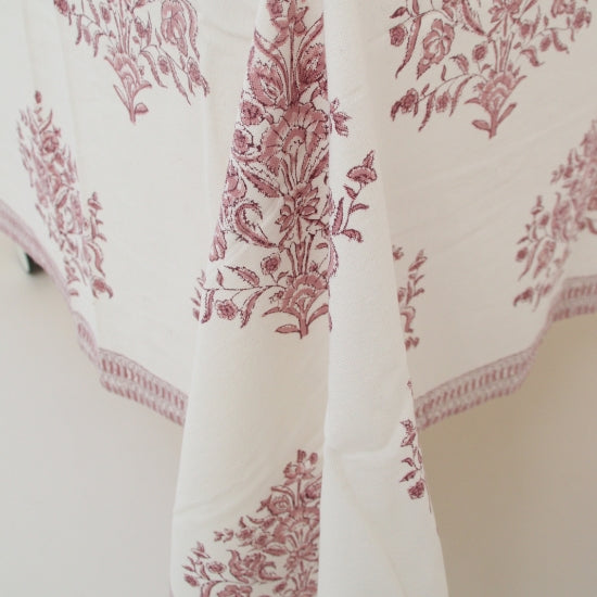 Handgemaakt tafellaken met Indiase roze print -  Handblockprinted tablecloth Varmala roza 150 x 240 cm image 7