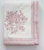 Handgemaakt tafellaken met Indiase roze print -  Handblockprinted tablecloth Varmala roza 150 x 240 cm image 2