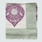Handgemaakt blockprint tafelkleed met aubergine print -  Peony 160 x 270 cm image 0