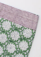 Handgemaakte blockprint groene tafelloper met bloemenprint - Breezy green image 2