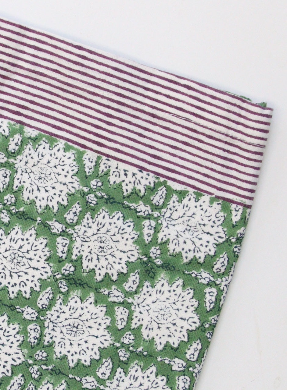 Handgemaakte blockprint groene tafelloper met bloemenprint - Breezy green image 2