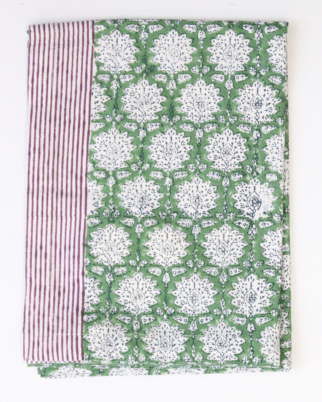 Handgemaakte blockprint groene tafelloper met bloemenprint - Breezy green image 0