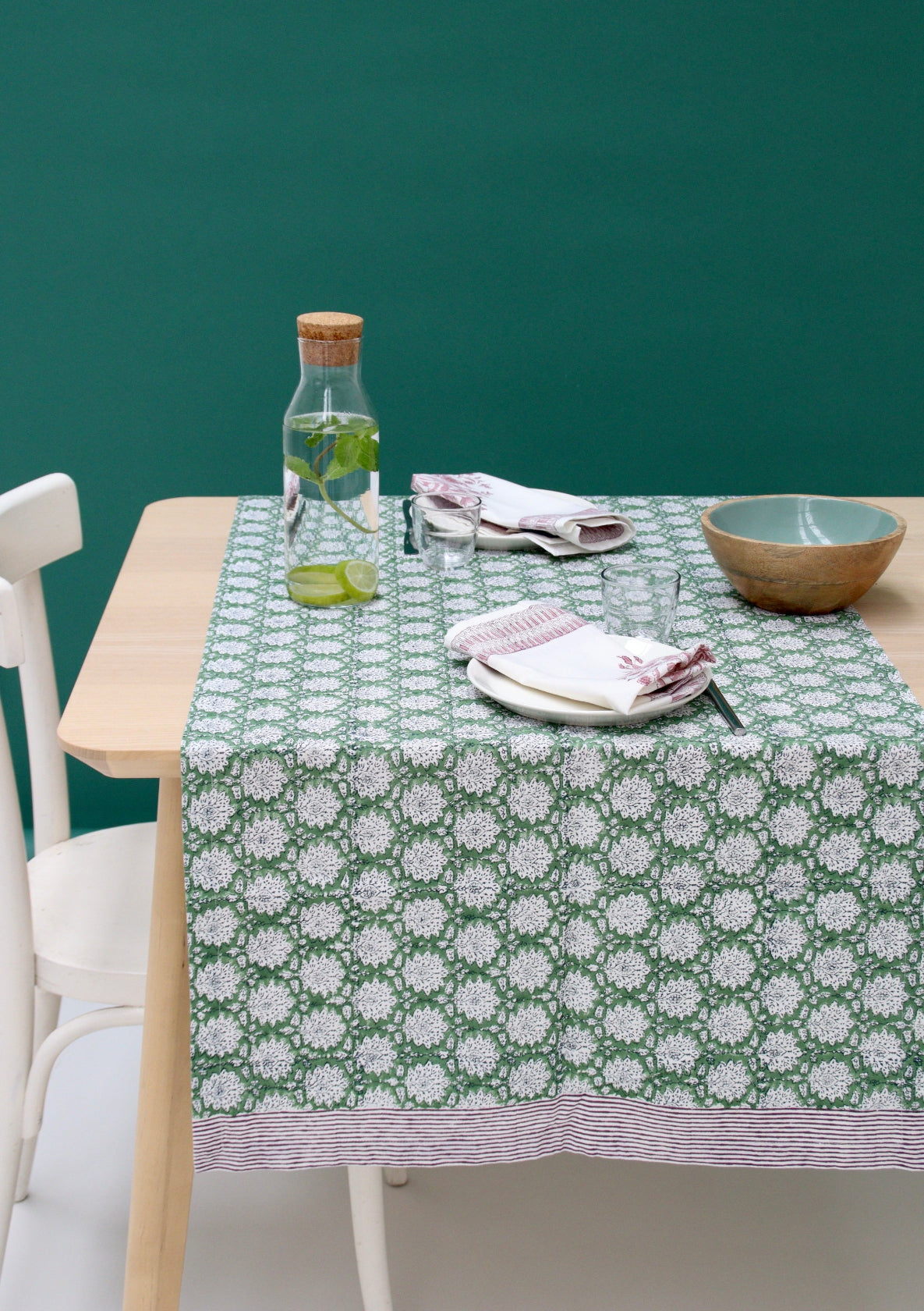Groene handgemaakte tafelloper Breezy green 